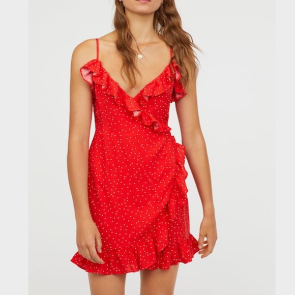 h&m wrap dress with flounces
